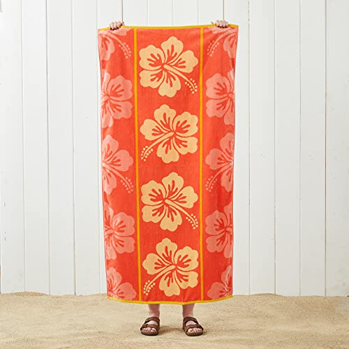 Great Bay Home Large Beach Towel Set Of 2 - Tropical Beach Towels And Hibiscus Flower Pool Towels With 100% Cotton - Lightweight Quick Dry Beach Towel Pack | 2 Pack - 30 Inch X 60 Inch #TOP3