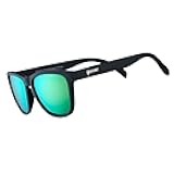 Vincent's Absinthe Night Terrors Polarized Sunglasses for Men & Women, Medium Sized (OG), Black Solid Frame with Green Gold Mirrored Reflective Lenses, UV400 Protection, No Slip, No Bounce