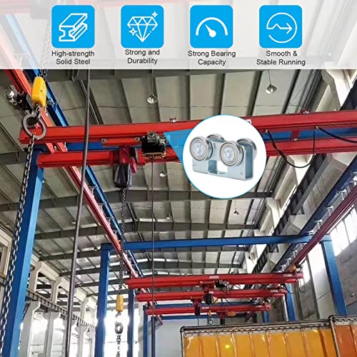 Chariot Porte Coulissante 4 Roues Silencieux, Système Complet avec Roulements et Rails en Acier, Argent, pour Portes de Maison Cuisine Salle de Bain et Armoires