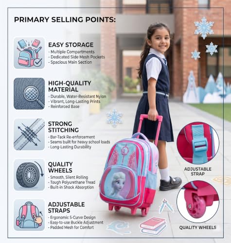 Image of ADSON 3D Embossed School Trolley Bag Large School Bag for Boy Girl, Kids School Bag, Travel Backpack for Girl Boy, Ideal for Children Trolley 16 Inch Water Resistant