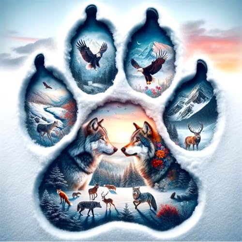 Broderie diamant loup et cerf pour sublimer votre décoration murale de salon