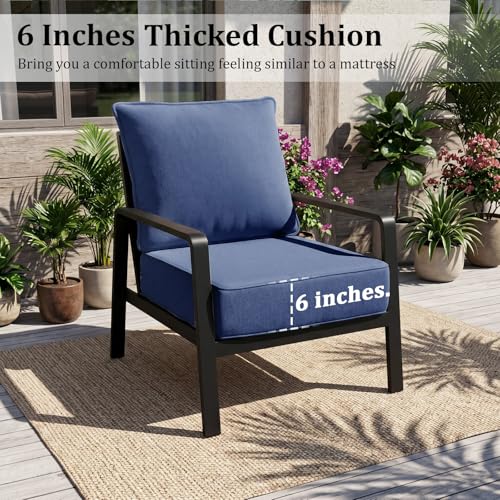 Image of 6 inch Thick Outdoor Chair Cushions, 22 x24 Inch Patio Furniture Cushions Set of 6 with Water Resistant & Removable Cover, UV Resistant, 30D High Density Sponge Patio Cushion