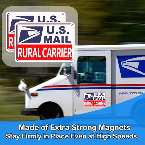 Image of 4 Pack Reflective Rural Carrier Magnetic Signs, Heavy Duty Rural Mail Delivery Magnets, Professional U.S. Driver Magnetic Signs Decal Waterproof Magnetic Bumper Stickers - 30 Mil Thicknesses