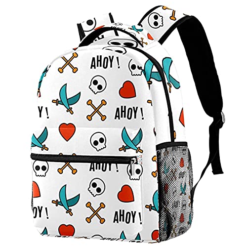 Sac à dos de voyage ergonomique avec porte-bouteille étanche motif crâne