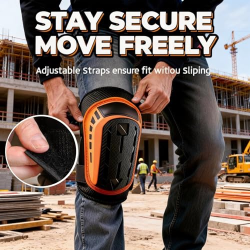 FDKene Genouillère Travail, Genouillères Carreleur Professionnelles avec Rembourrage en Mousse et Coussin en Gel, Sangles Antidérapantes Réglables pour Jardinage Construction Bricolage Sol – vue 4
