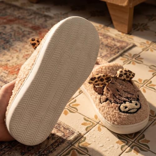 Image of Highland Cow Slippers for Women Plush Scottish Highland Cow Animal Slippers Warm Non Slip Home Indoor Slippers