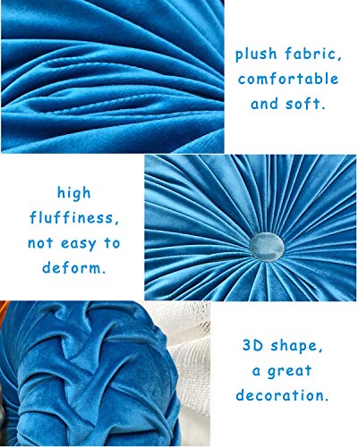 Hlovme Throw Pillow For Couch Decorative 3D Pumpkin Round Velvet Cushion For Sofa Bed Chair Floor 15"X15", Pink #TOP1