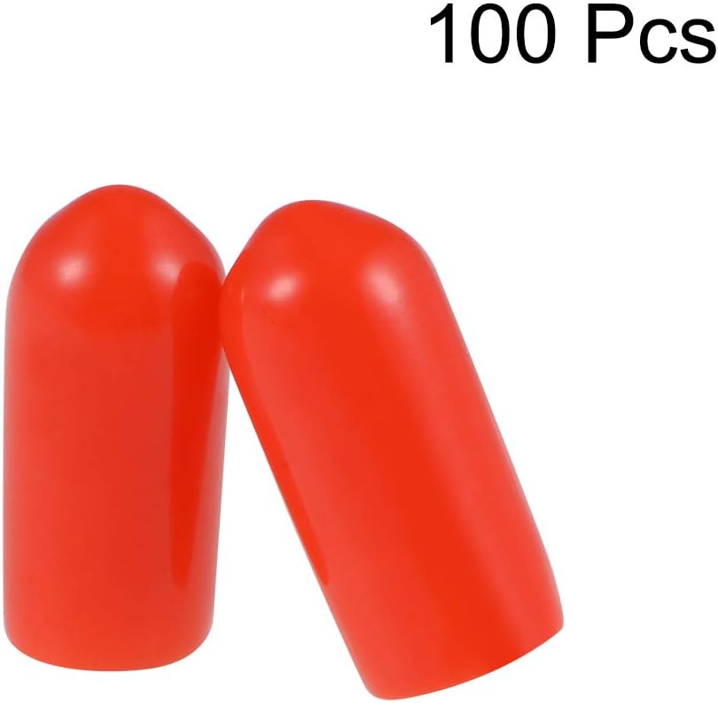100pcs Rubber End Caps 5mm ID Vinyl Round Tube Bolt Cap Cover Thread Protectors Red