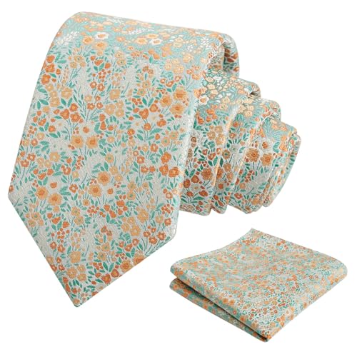 Image of Alizeal Mens 3.15inches Floral Tie with Flower Printed Handkerchief Colorful Tie Set