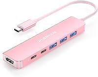 LENTION USB C Hub 6-in-1 - 4K HDMI, 100W PD, USB 3.0 Adapter - MacBook Pro/Air, iPhone 16/15 Kompatibilis - Rózsaarany 1