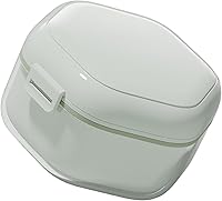 Vista 10 de Caja de baño para dentaduras postizas con cesta de colador, contenedor de almacenamiento para retenedores, impermeable, protector bucal para el hogar