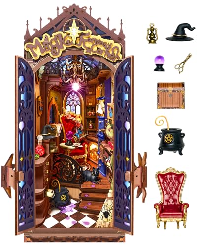 Rolife Book Nook Kit Magic Fantasy Corner DIY Miniature House Kit, 10' Wizard Booknook 3D Wooden...