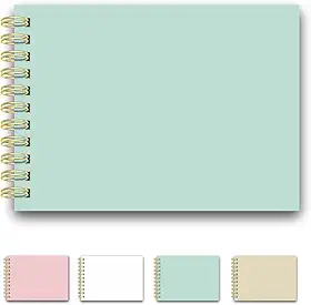 Caderno Scrapbook Álbum de Fotos Capa Dura Com 25 Folhas Brancas Papel Grosso (Verde Água)