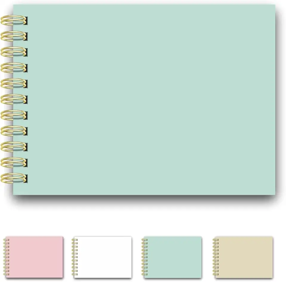 Caderno Scrapbook Álbum de Fotos Capa Dura Com 25 Folhas Brancas Papel Grosso (Verde Água)