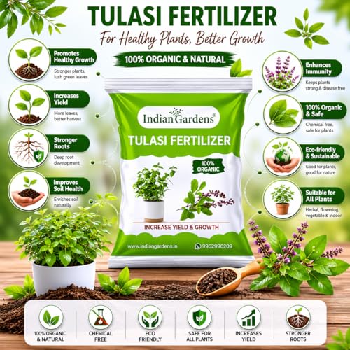Image of Indian Gardens - Tulasi Organic Fertilizer (5 Kg) | Holy Basil | Growth Fertilizer | Organic Plant Food | Tulasi Leaf Health