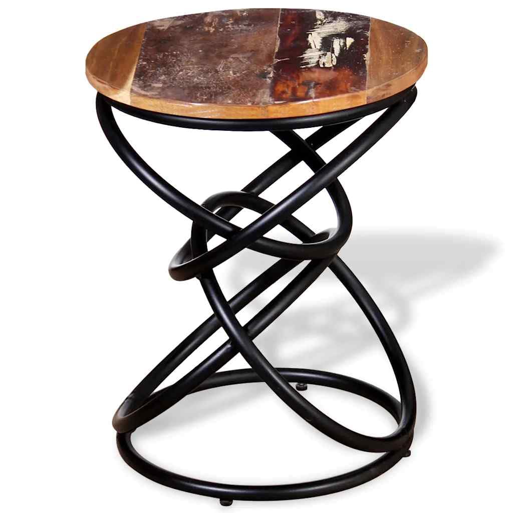 Tavolino rotondo in legno massiccio, 40 x 50 cm, vintage, metallo