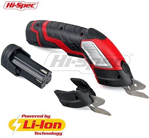 Hi-Spec 3.6V Electric Scissors with Release Safety Switch & Extra Battery and 2 x Cutting Blades. Up to 70 Minutes Continuous Cutting