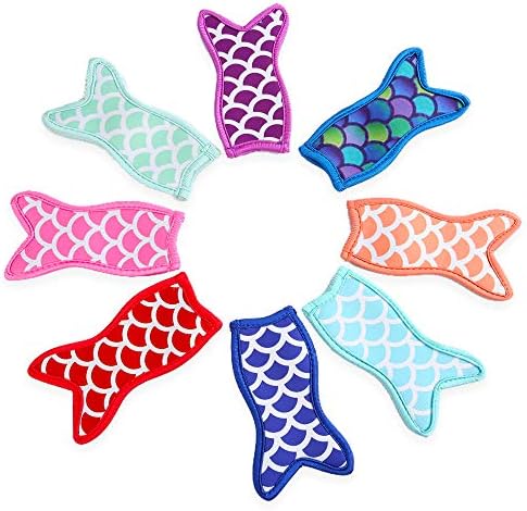 Lagute Neoprene Reusable Washable Popsicle Holder, Anti-freezing Insulation Ice Pop Sleeves with Stitched Edges (Mermaid Tail)