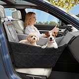 Tivray Elevated Dog Car Seat, Dog Booster Car Seats for Small & Medium Breeds Up to 35lbs, Fully Detachable and Washable, Memory Foam Pet Carseat with 2 Storage Pockets & 3 Safety Belts, Black & Gray