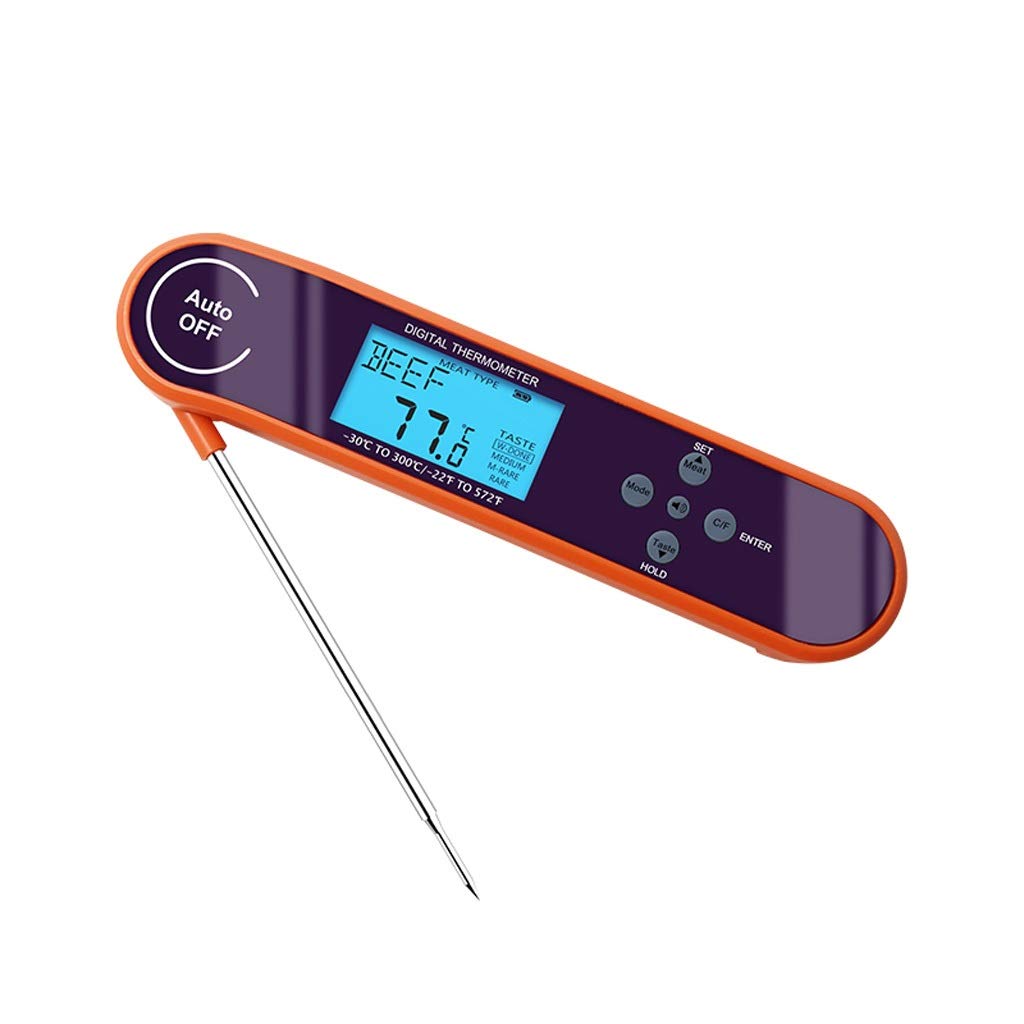 Food Probe Thermometer Electronic Digital Display Food Thermometer Waterproof Voice Alarm(E)