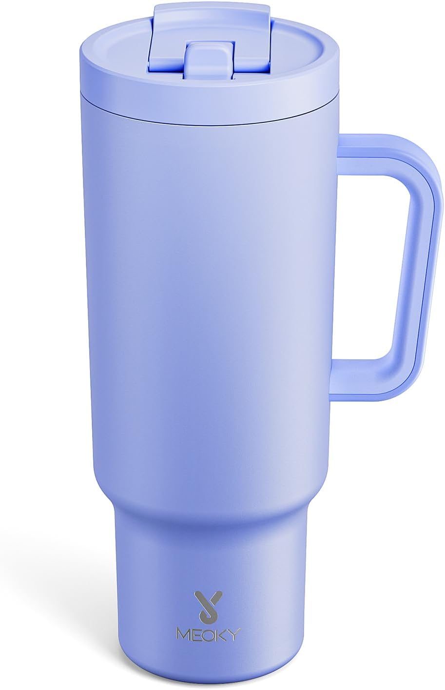 Meoky 40 oz Tumbler with Handle and Flip Straw, 100% Leakproof Tumbler with Lid and Straw, Stainless Steel Insulated Cup, Cupholder Friendly, Keeps Cold for 34 Hours (Lilac)