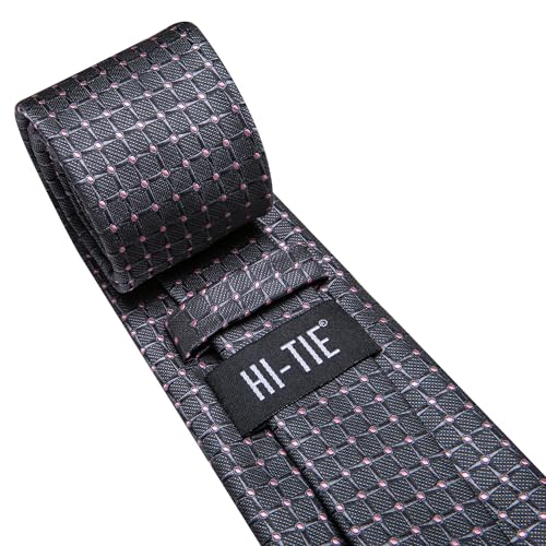Image of Hi-Tie Mens 70inches Tie Set Extra Long Necktie for Men Cufflinks Handkerchief Big Tall Men Business Wedding