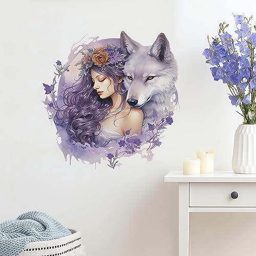 Vinilo decorativo niña lobo morado sacinora adhesivo removible miniatura 2