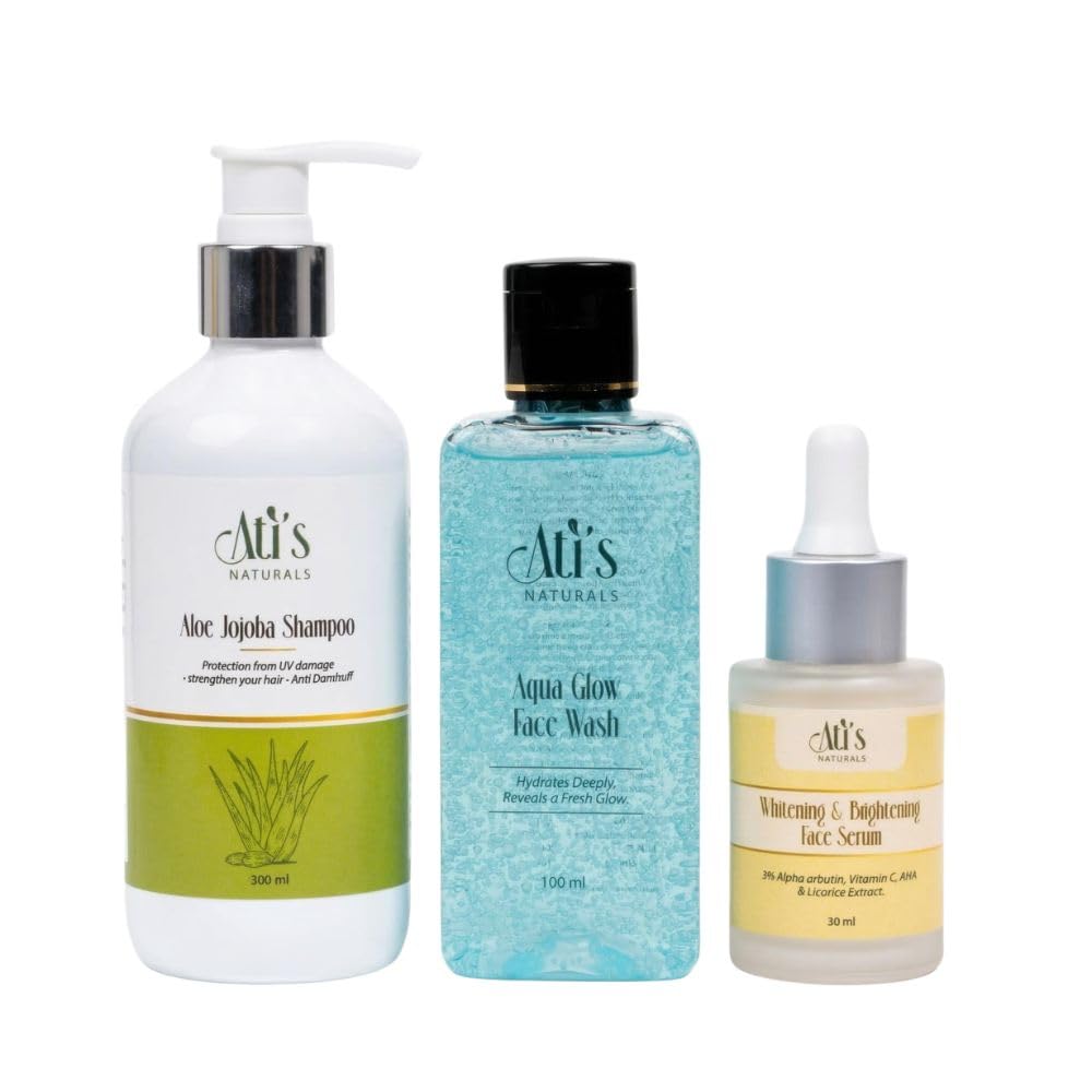 ATI’s Naturals Shampoo, Face Wash & Face Serum Combo | Aloe Jojoba Shampoo 300ml + Aqua Glow Face Wash 100ml + Brightening Face Serum 30ml for Men & Women – Combo Pack-picture-39