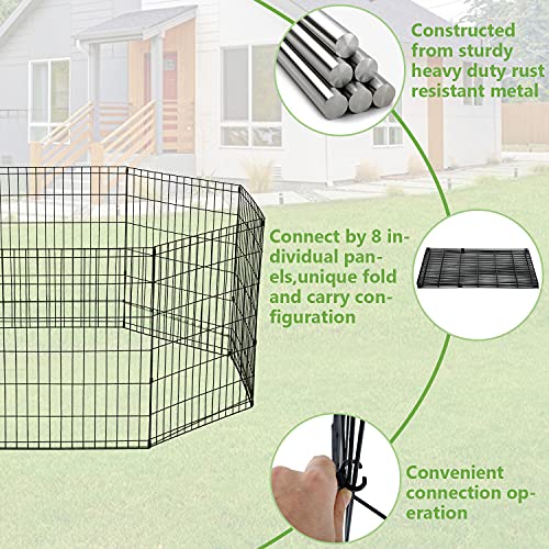 24Inch Dog Fence Pen Pet Playpen Kennel,Indoor Outdoor Portable Pet Pen Playpen Play Yard,8 Panels Foldable Metal Wire Dog Exercise Barrier Fence Pen Crate For Dogs Puppy Rabbits/Yard Travel Camping #TOP1