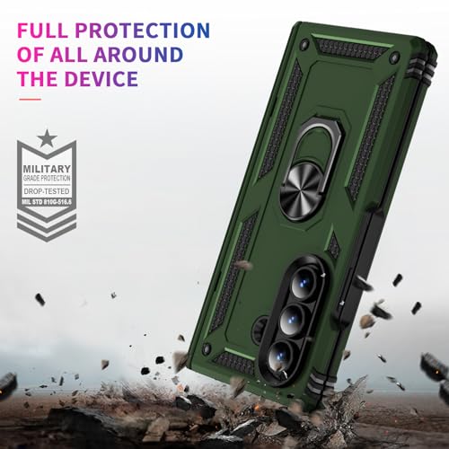 Coque Z Fold 7 Asuwish rigide solide et étui de protection vert militaire - 6