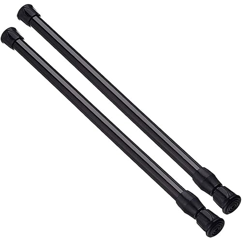 AIZESI Spring Tension Curtain Rods Short Tension Rod (Black, 16" to 28"-2Pcs)