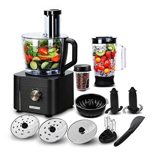 TopStrong Procesador de Alimentos 1100W,11 en 1 Robot de Cocina Multifunción,Capacidad 3.2 Litros,Multi-accesorios(Licuadora, Picadora, Multi Mezclador con Cuchilla para Masa)