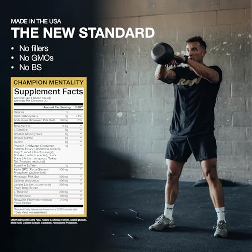 Image of RAW Thuper Thavage Pre Workout Powder - High-Stim Preworkout with Creatine, Beta Alanine, L-Citrulline & Caffeine - Chris Bumstead Gym & Fitness Supplement for Men & Women - Champion Mentality