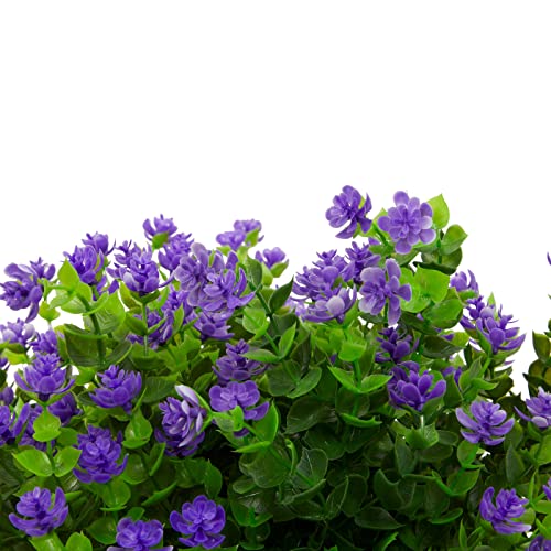 Purple Artificial Flowers For Cemetery With 2 Cone Vases, Small Bouquets For Grave Decorations (8.6 X 13 Inches, 6 Bundles) #TOP6