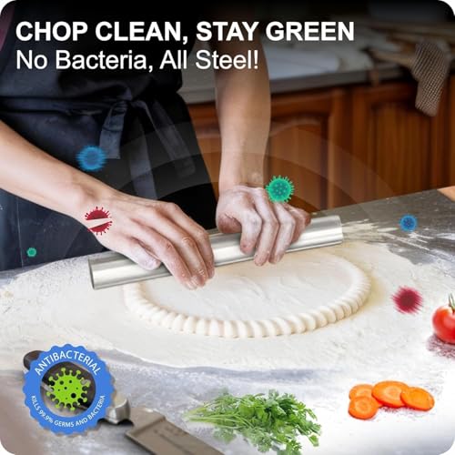 Image of TEKCOOL Large Countertop Stainless Steel Chopping Board for Kitchen,Fruit and Vegetable Cutting & Chopping Board (Size 41CM X 31CM)?