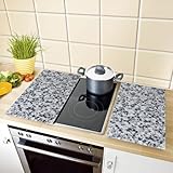 Coopers of Stortford - Set of 2 Granite Effect Glass Hob Covers - Tempered Safety Glass, Scratch-Resistant, Multi-Use for Hob Covers, Chopping & Serving, Hygienic and Heat-Resistant