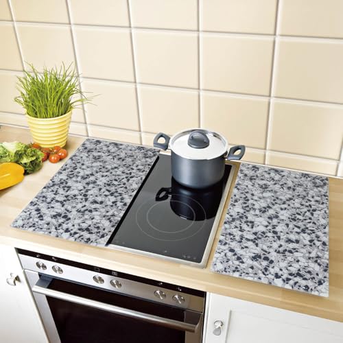 Coopers of Stortford - Set of 2 Granite Effect Glass Hob Covers - Tempered Safety Glass, Scratch-Resistant, Multi-Use for Hob Covers, Chopping & Serving, Hygienic and Heat-Resistant