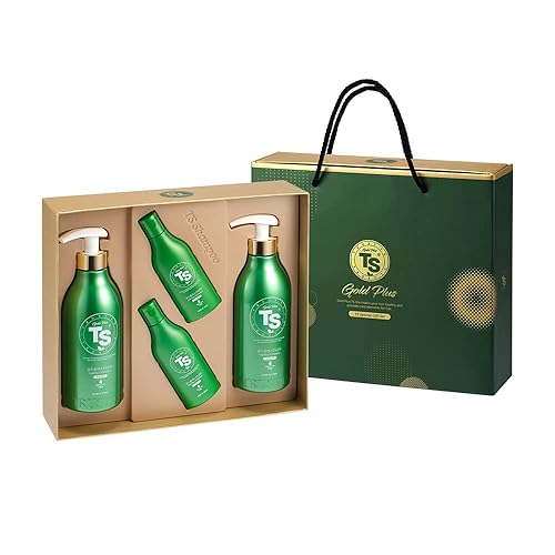 Champú Gold Plus TS para cuidado contra la caída del cabello (16.9 onzas líquidas) Ingredientes de biotina dorada de lujo  Para cabello dañado, seco