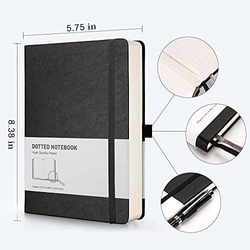 RETTACY-Dotted-Notebook-A5-Dotted-Grid-Journal-with-256-Pages120gsm-Thick-Paper8-Perforated-PagesSmooth-PU-LeatherInner-Pocket575--838