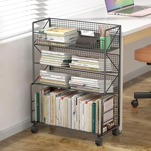 Chariot à livres mobile et organiseur de fichiers roulants de bureau