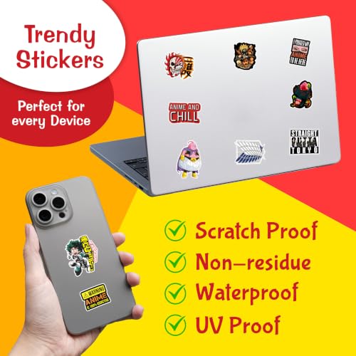 Image of Pack of 102 Random Anime Aesthetic Vinyl Stickers for Laptop, Journal, Bike Helmet, Diary, Guitar, Mobile Case - Waterproof, self-adhesive, 3 inch
