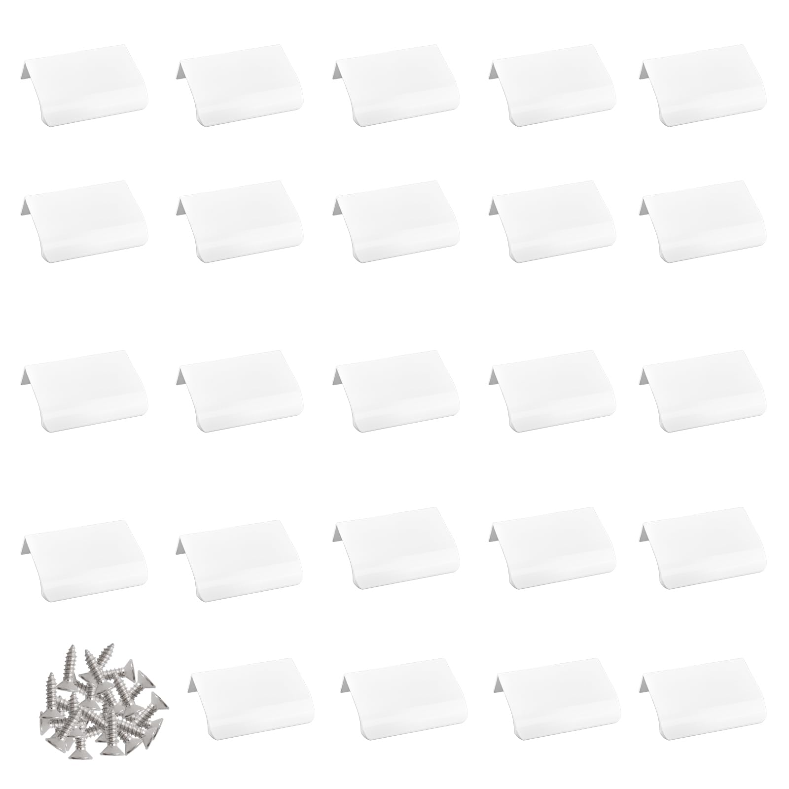 MOROBOR 24pcs Finger Edge Pull, Aluminum Alloy Invisible Wardrobe Modern Style Handles Recessed Concealed Handle for Cabinets Drawers Sliding Doors Closets(50mm, White) — image 1