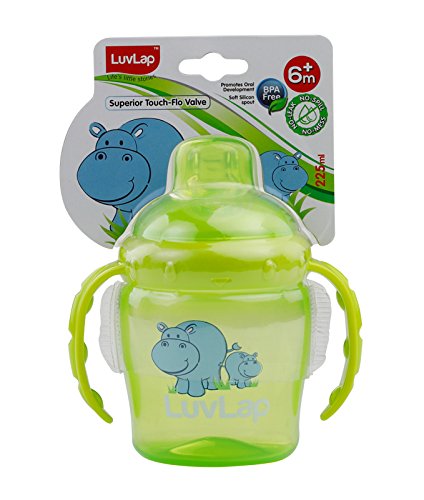 LuvLap-Hippo-Spout-Sipper-for-InfantToddler-225ml-Anti-Spill-Sippy-Cup-with-soft-Silicone-Spout-BPA-Free-6m-Green