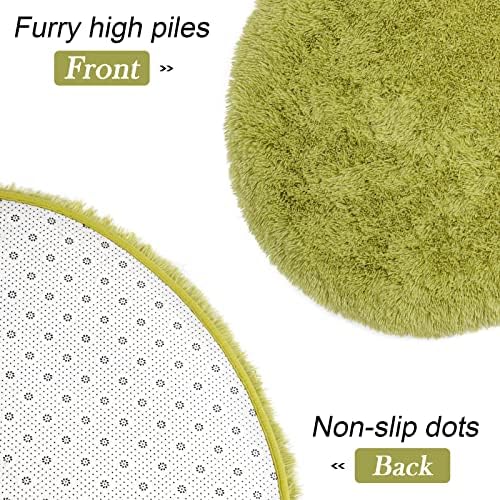 DETUM Green Rug Soft Fluffy Oval Rugs Kids Rug for Girls Boys Bedroom Oval Throw Rug for Nursery Reading Room, Shaggy Cute Rugs Bedside School Dorm Home Décor, 2.6 x 5.3 Feet 8 51THzAYpF5L. AC