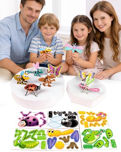 DIY 3D Creative Insect Paper Jigsaw Puzzle, Educational 3D Animal Puzzles for Kids, 25 PCS Smart 3D Assembly Challenge Insect Puzzle Create Freely,...