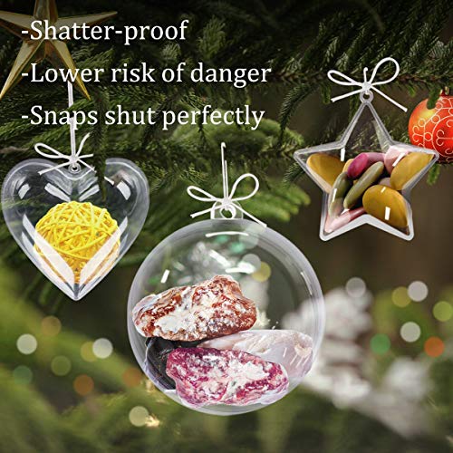 Gamexcel 25 Pcs Clear Plastic Ornaments For Crafts - Diy Plastic Fillable Christmas Tree Hanging Ball - Bath Bombs Making Molds - Christmas New Year Wedding Decorations #TOP2