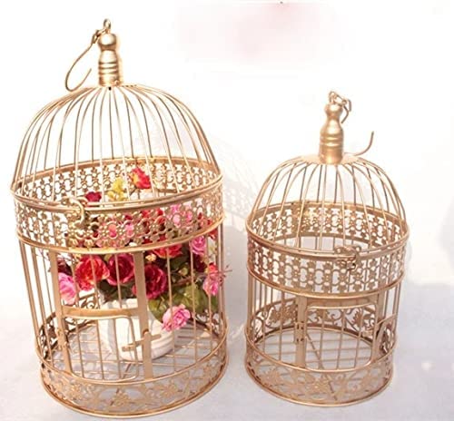 Crysdaralovebi S M Dekorativer Vogelkäfig / Fensterdekoration / Fotorequisiten/Hotel-Hochzeitskäfig (goldfarben, 14 x 14 x 25 cm) Cover
