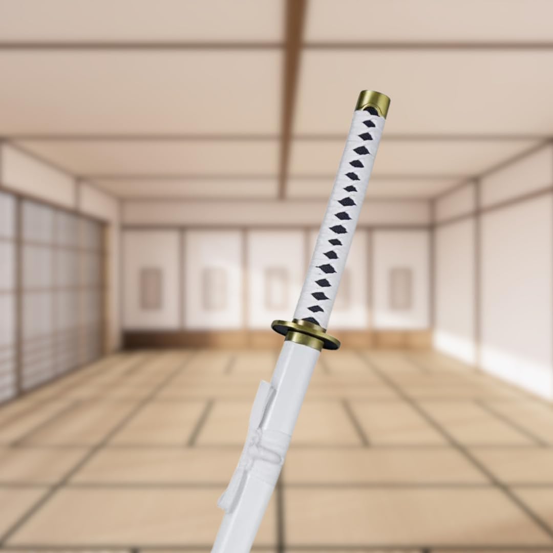 Katana One Piece - Vera Manga Sciabola + Porta Spada di Legno + Cintura - Catana Giapponese Decorazione Cosplay Giocattolo per Bambini Adulti Gioco Costumi