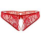 Jelove Women Sexy Panties Floral Lace Briefs Thongs Underwear, Red, Medium