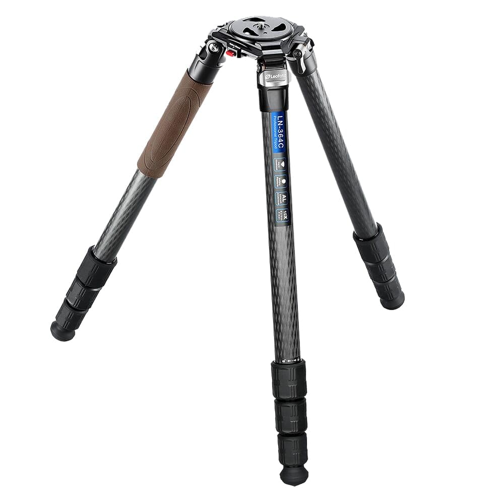 Leofoto Heavy Duty Carbon Fiber Tripod, 75mm Bowl, 10-Layer Torayca, CNC Aluminum, Interchangeable Feet, Carrying Case Included (LN-364C)